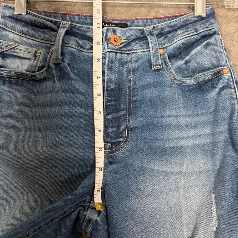 Edgely Maurices Relaxed Straight Jeans Women's 2 Blue High Rise Mom Distressed